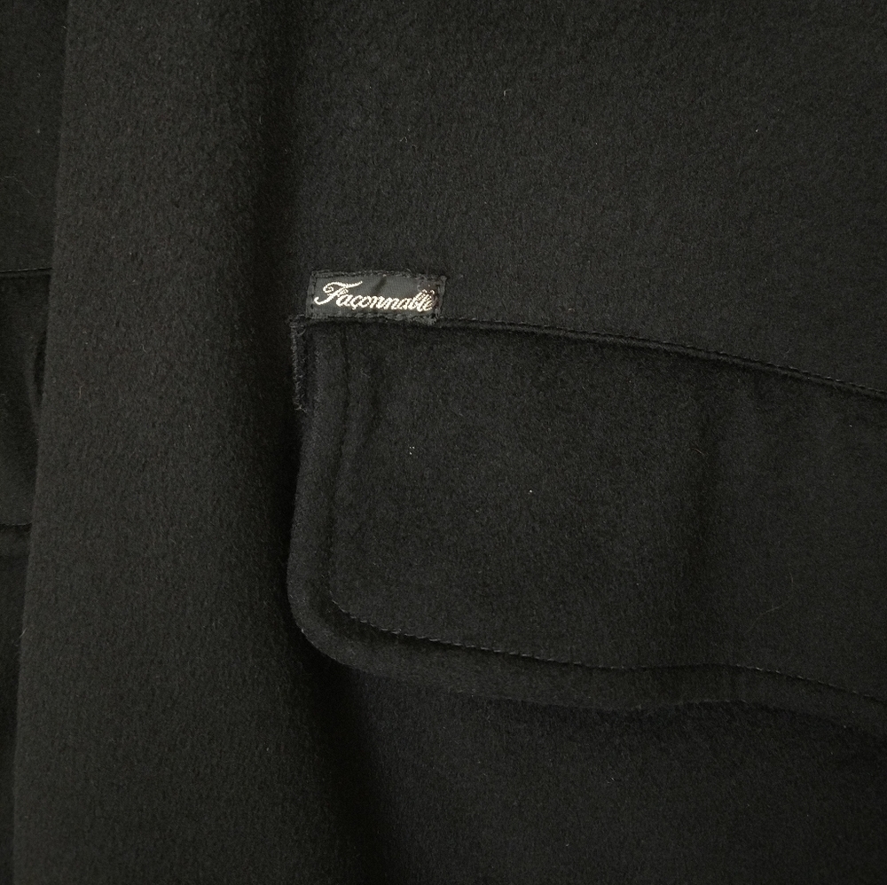Facconable Xs Wool Quarter Zip Jacket Coat Black … - image 3